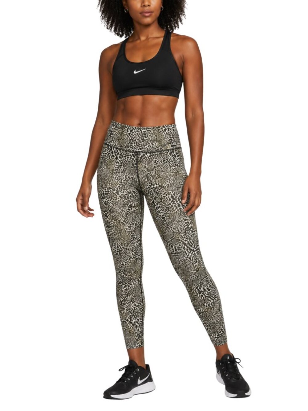 Nike Dri-FIT Animal Print 7/8 Leggings High Rise XS Green Black
